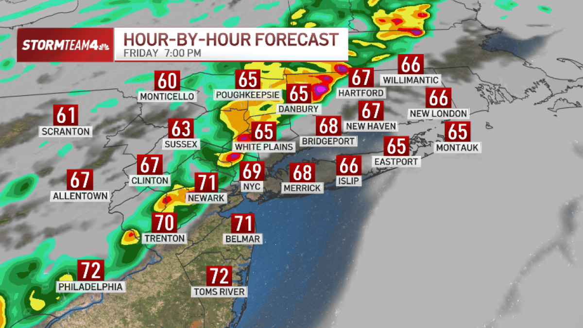 Track live radar as strong storms set to hit NYC area Friday PM – NBC New York