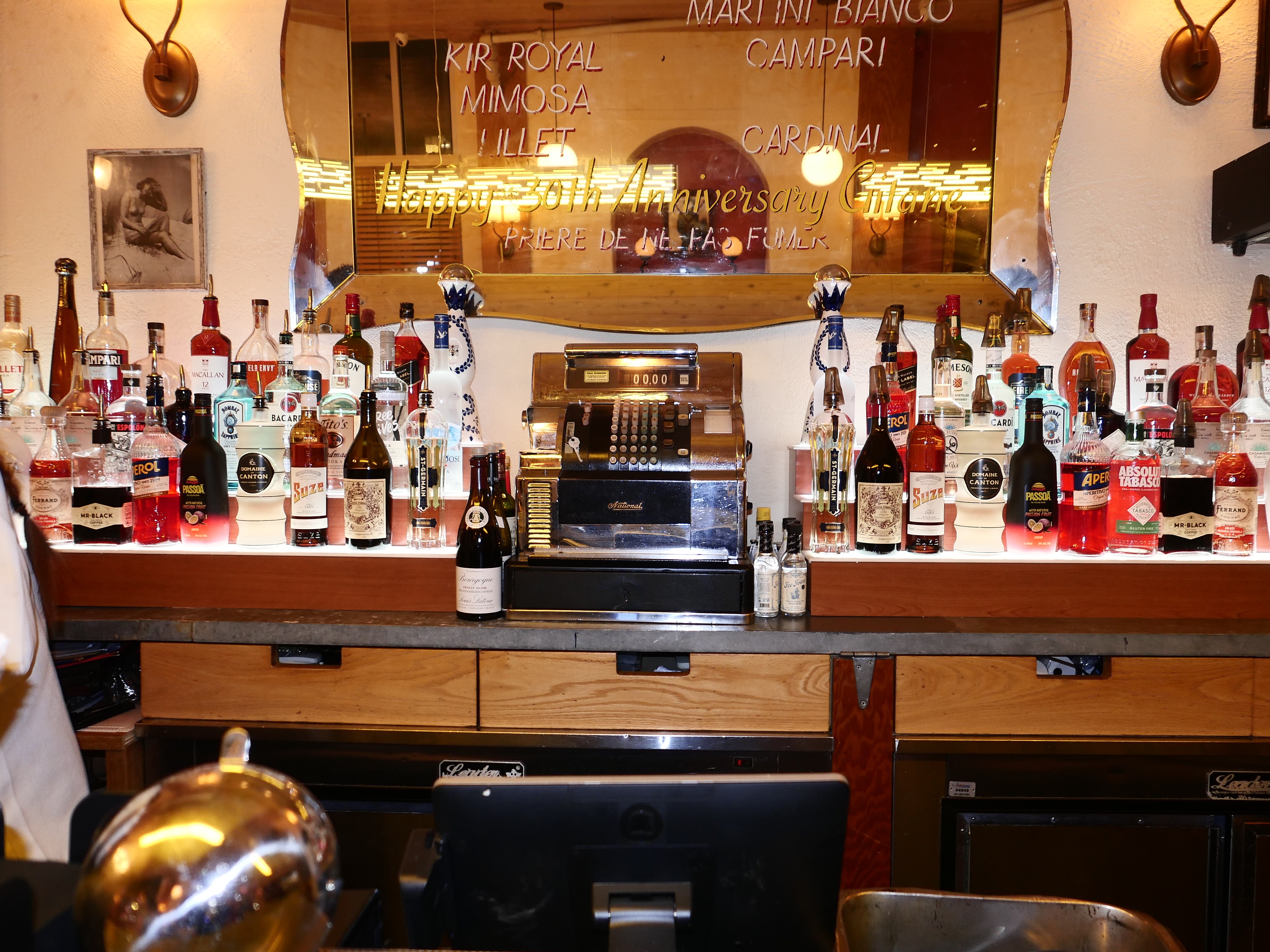 The beloved mirror at Cafe Gitane.