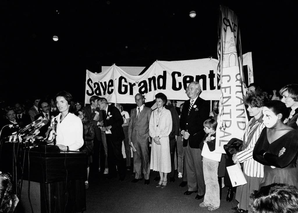 Jacqueline Kennedy Onassis attends Save Grand Central Rally circa 1978 in New York City