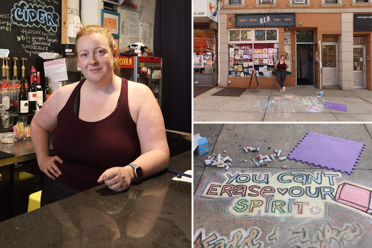Art-hating creep diligently pours bleach on Queens comedy club's sidewalk chalk doodles