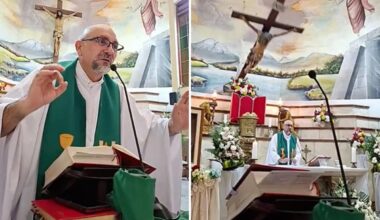 Priest gave sermon on spontaneity of death just before falling crucifix killed him during livestreamed Mass