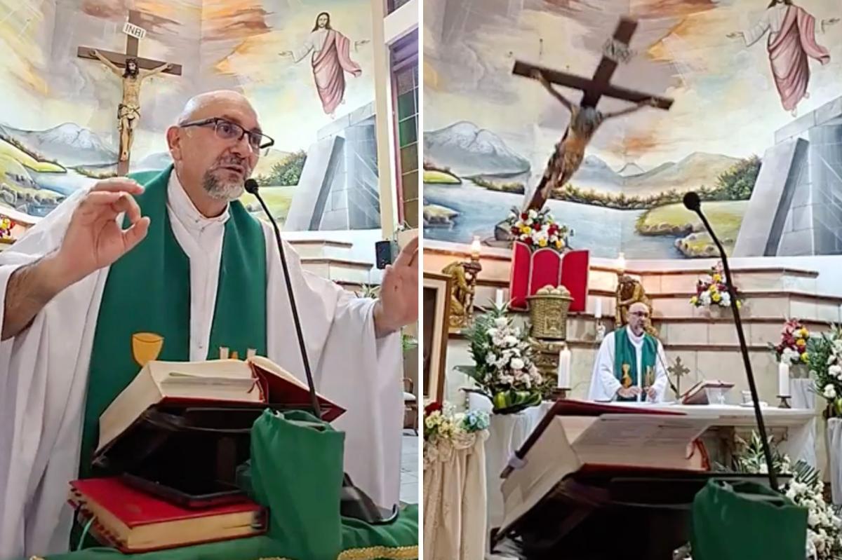 Priest gave sermon on spontaneity of death just before falling crucifix killed him during livestreamed Mass