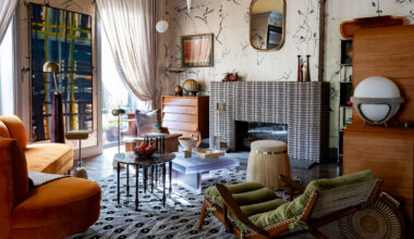 BROOKLYN HEIGHTS SHOWHOUSE PARLOR - parlor layered with color and pattern with an orange sofa
