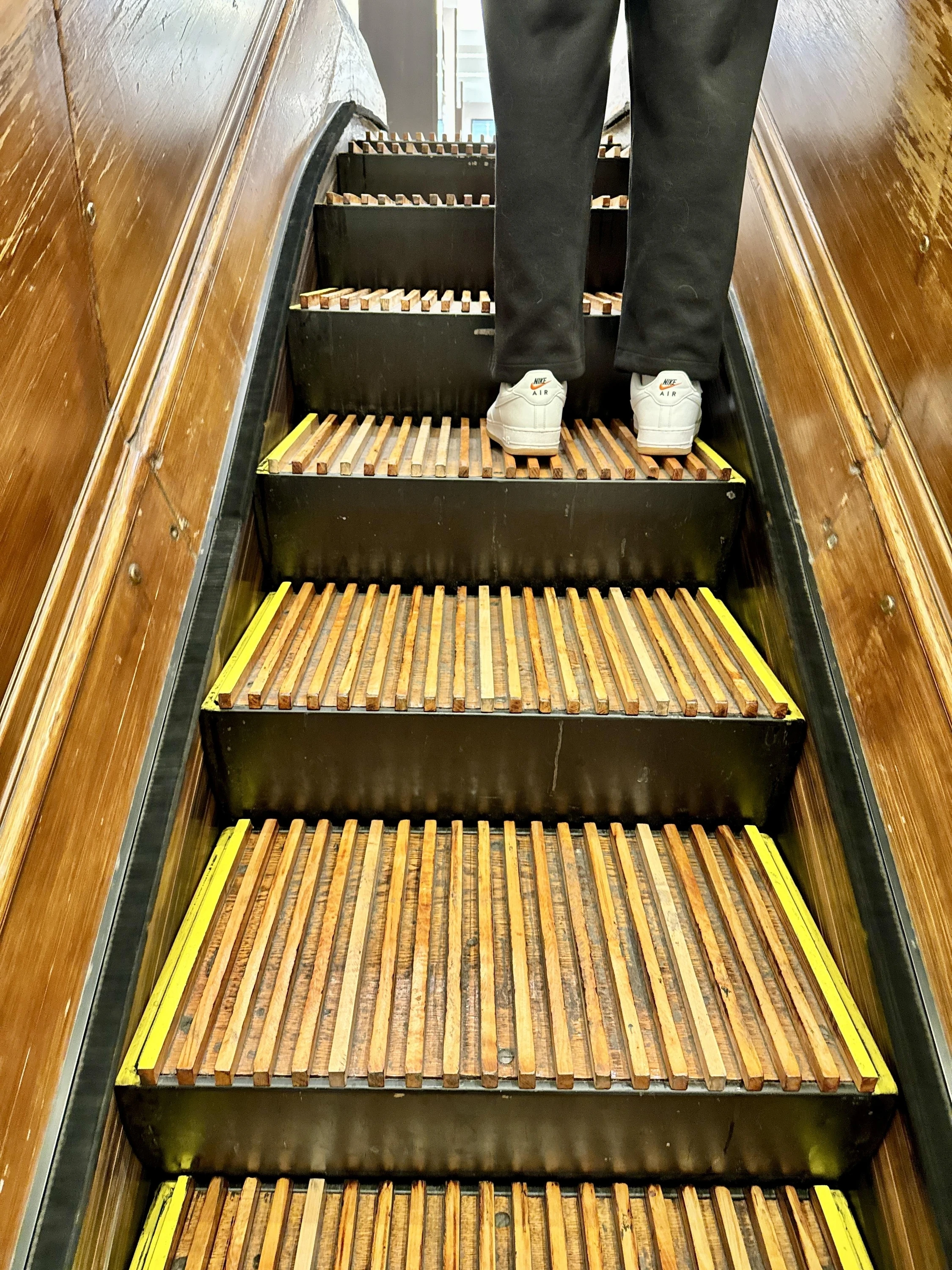 Wooden escalators at Macy's Herald Square