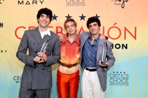LOS ANGELES, CALIFORNIA - OCTOBER 02: Javier Calvó (L) and Javier Ambrossi (R), winners of the Director Award for "La Bola Negra", and Julio Torres (C) attend The Critics Choice Association's 6th Annual Celebración Of Cinema & Television at Four Seasons Hotel Los Angeles at Beverly Hills on October 02, 2026 in Los Angeles, California. (Photo by Rodin Eckenroth/Getty Images for Critics Choice Association)