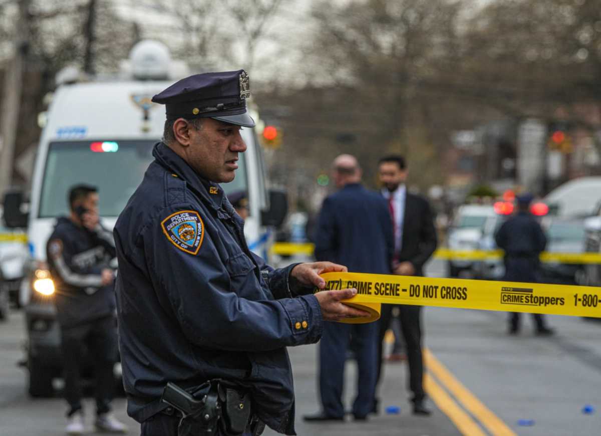 police at crime scene in queens