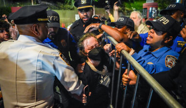 Protesters clash with NYPD officers