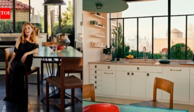 Julianne Moore leaves her West Village townhouse for a light-filled Manhattan duplex in a 1920s building, featuring spacious terraces, modernist furniture and her Oscar displayed |