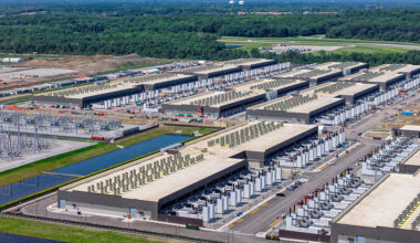 photo of construction of a large sprawling data center for artificial intelligence