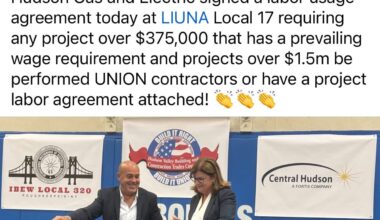 The Hudson Valley Building Trades Sign A Labor Usage Agreement With Central Hudson Gas & Electric ‘That Will Put Local Union Workers On The Job With The Utility’s Major Construction Projects’