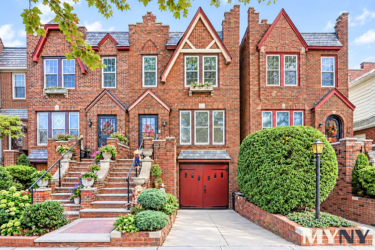 brick tudor style row house