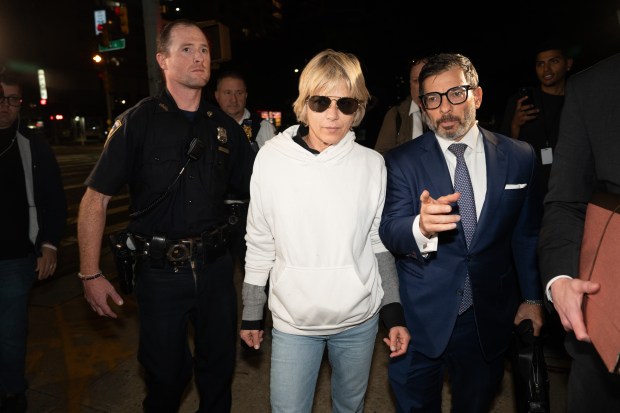 Selma Blair leaves Queens Criminal Court Monday, October, 12, 2026. (Barry Williams/ New York Daily News)