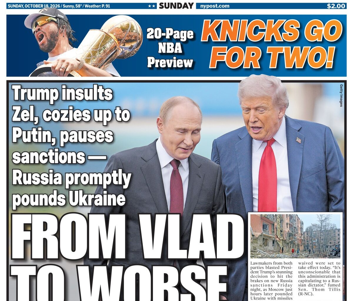 New York Post Cover for October 18, 2026