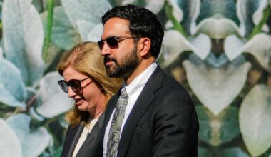 New York City Mayor Zohran Mamdani and NYPD Police Commissioner Jessica Tisch arrive to attend the New York City Police Department Memorial Wall on October 13, 2026.