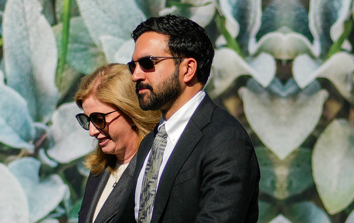 New York City Mayor Zohran Mamdani and NYPD Police Commissioner Jessica Tisch arrive to attend the New York City Police Department Memorial Wall on October 13, 2026.