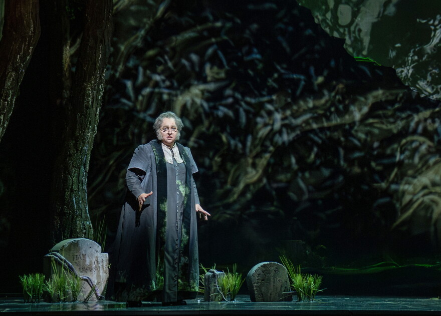 Soprano Christine Goerke portrays The Reverend, a shepherd for lost souls on their way to the afterlife.