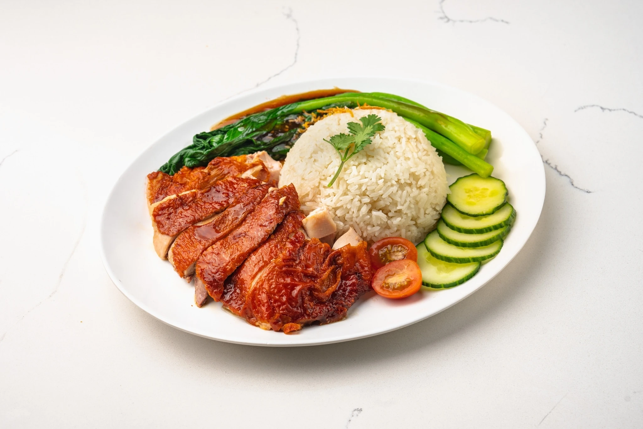 A plate of roasted chicken