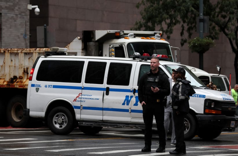 Members of the NYPD and Federal Law Enforcement create a security perimeter on the sidelines of the 78th United Nations General Assembly at the United Nations Headquarters in New York City, U.S., September 18, 2023.
