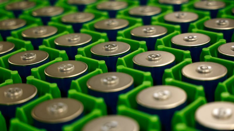 STRASSKIRCHEN, GERMANY - OCTOBER 01: Electric battery elements are seen during the launch event of the new BMW electric car batteries factory on October 01, 2026 in Irlbach-Strasskirchen, Germany. The new plant will supply batteries to three electric car assembly plants with a production capacity of 3,300 cars per day. (Photo by Johannes Simon/Getty Images)