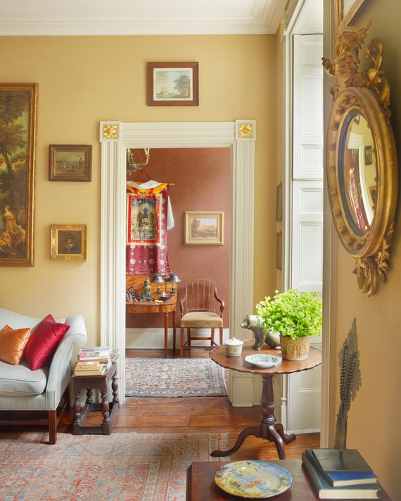 The two upper floors have similar layouts, with a smaller room off a large bedroom near the front of the house and another bedroom in the back. Anson used the smaller room on the second floor as his study.