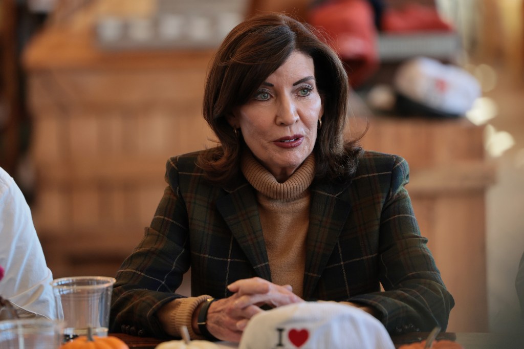 Gov. Kathy Hochul speaks during a roundtable on data centers at Fishkill Farms in Hopewell Junction.