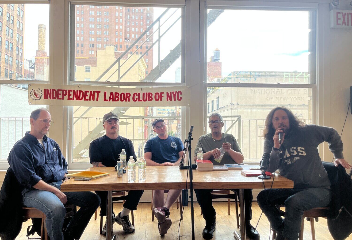 Transport Workers Union Local 100 member Tom Cowperthwaite, left, of Transit Workers for a Fighting Union rank-and-file group, said that tradesworkers in the MTA are often overlooked and make far less than those outside the agency.