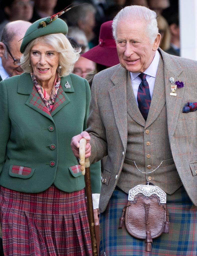 King Charles III and Queen Camilla during the The Braemar Gathering 2026 on September 5, 2026 in Braemar, Scotland.