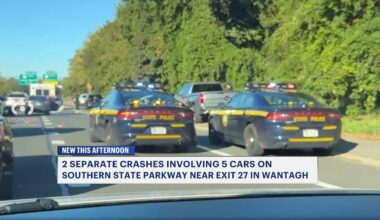 News 12 | Bronx | Pair Of Crashes Causes Early Morning Traffic On Southern State Parkway