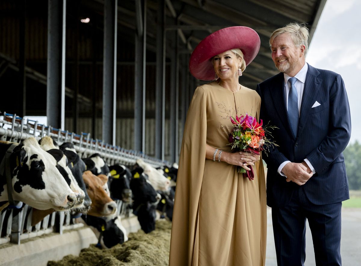 Dutch King Willem-Alexander and Queen Maxima visit the Riedstra-Hoving Dairy Farm in Veenhuizen