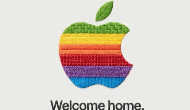 stitched Apple logo with Welcome Home below