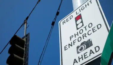 Low angle view on a Photo Enforced Red Light Camera sign