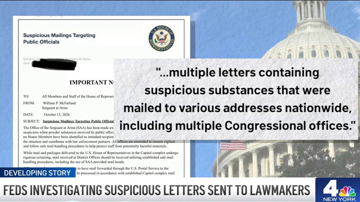 Letters with ‘suspicious’ substance sent to lawmakers, including Schumer and Gillibrand – NBC New York