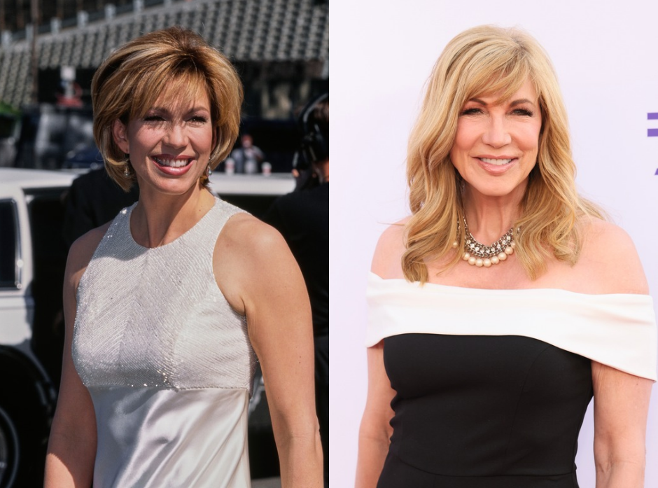 Split image of Leeza Gibbons, pictured in 1996 and 2023.