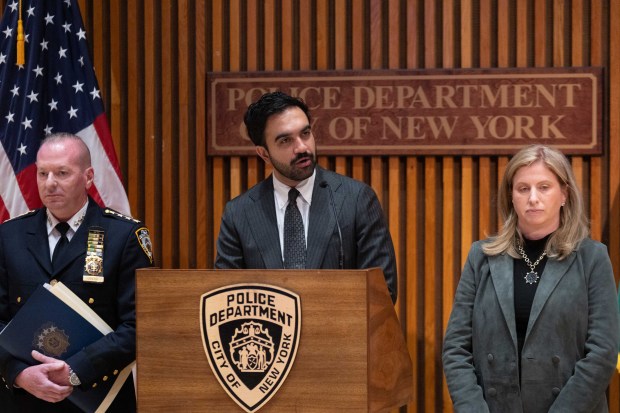 Mayor Zohran Mamdani joins NYPD Commissioner Jessica Tisch for a quarterly crime statistics briefing at One Police Plaza on Tuesday, Oct. 6, 2026. (Michael Appleton / Mayoral Photography Office)