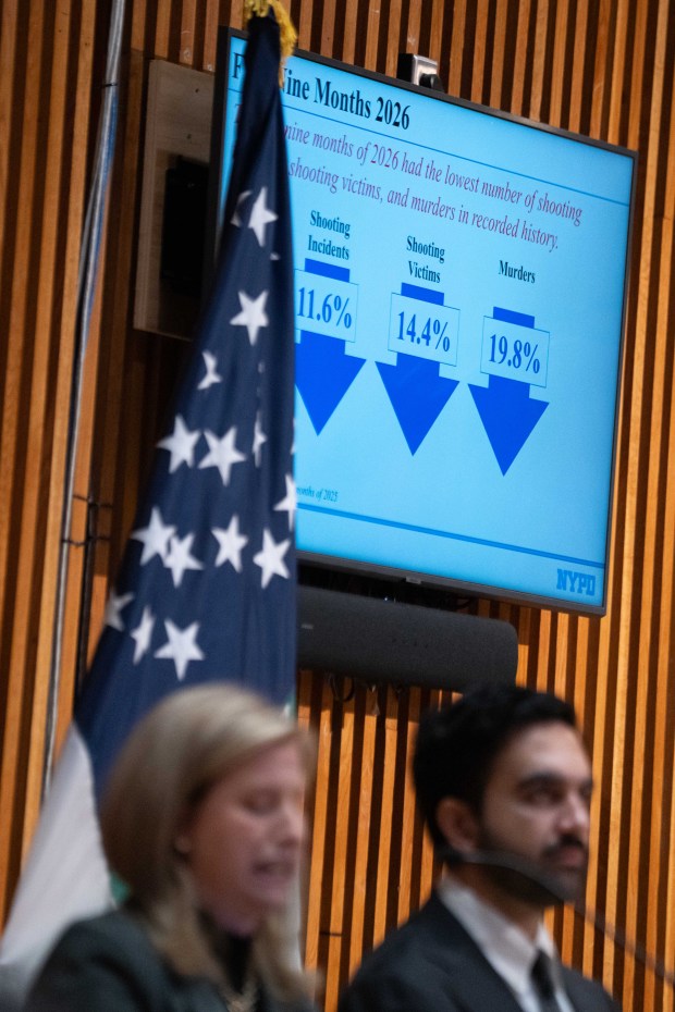 Mayor Zohran Mamdani joins NYPD Commissioner Jessica Tisch for a quarterly crime statistics briefing at One Police Plaza on Tuesday, Oct. 6, 2026. (Michael Appleton / Mayoral Photography Office)