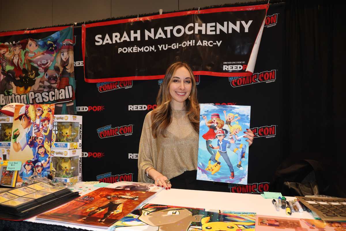 Voice actor Sarah Natochenny at New York Comic Con.