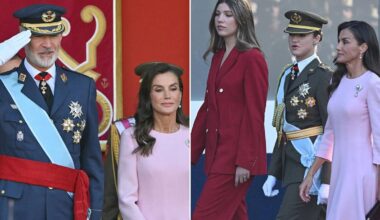 Queen Letizia is joined by her 2 lookalike daughters for rare full family appearance at Spain's National Day