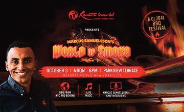 On Saturday, October 3, award-winning chef Marcus Samuelsson will introduce the inaugural World of Smoke Festival, a one-day celebration of barbecue, music and global culture at Resorts World New York City.