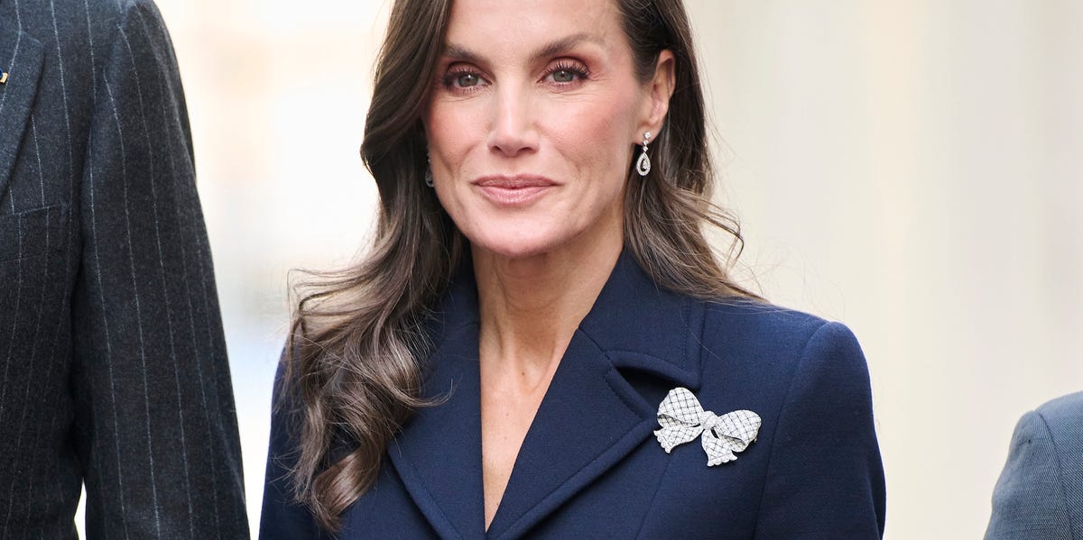 Queen Letizia Elevates Her Skirt Suit With a Historic Diamond Bow Brooch