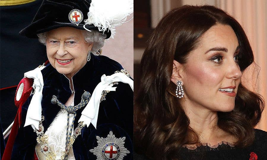 kate middleton queen diamon pendant earrings new