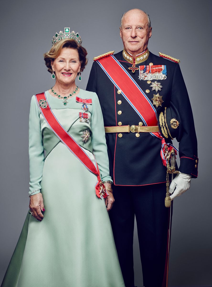 King Harald and Queen Sonja in an official portrait from 2016