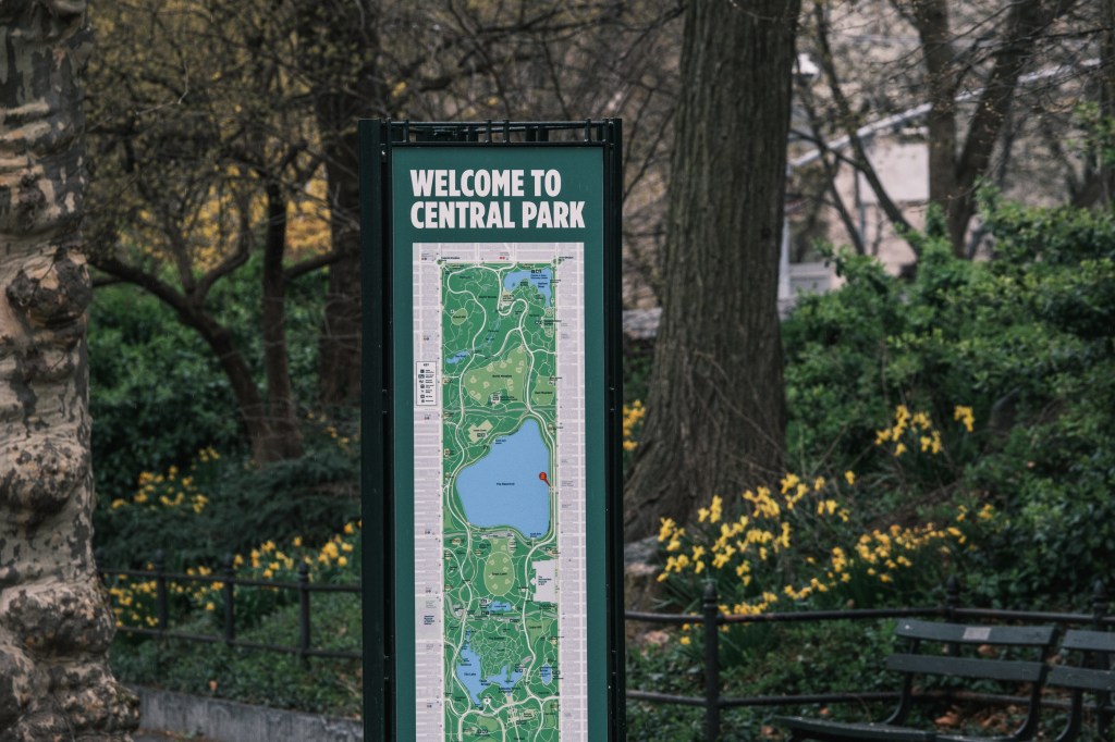 A view shows 90th Street and East Drive in Central Park in Manhattan, New York, on Monday, April 1, 2024, where actor Michael Stuhlbarg was hit by a rock.