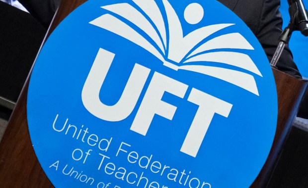 The United Federation of Teachers logo. (AP Photo)