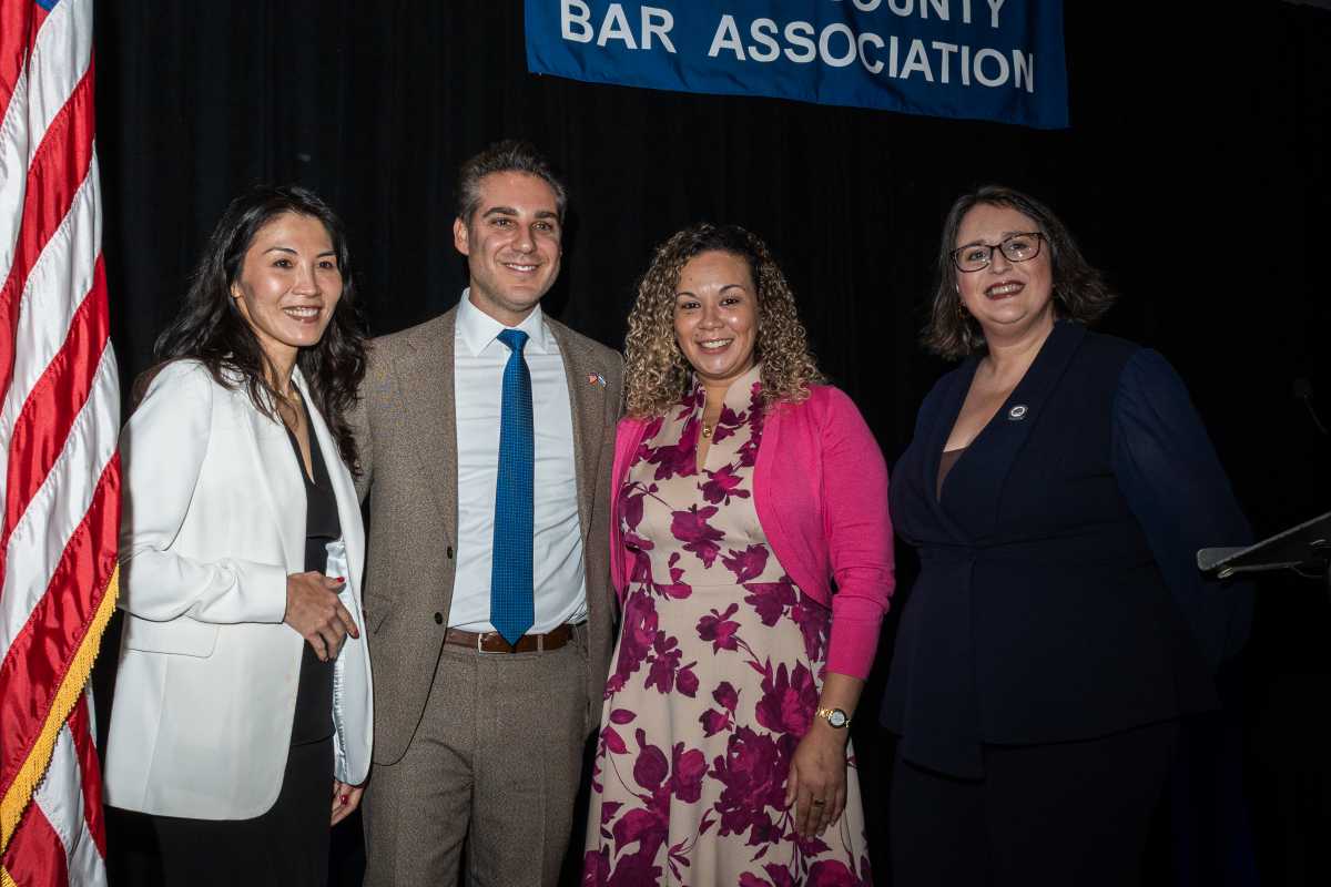 The newly installed officers and directors for the Bronx Bar Association (from left): Akane Fujiwara, Cory London, Shantel Castro, and Donna L. Cook