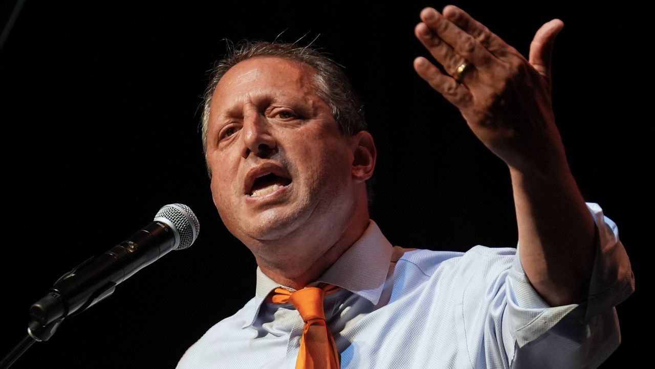 Democratic congressional candidate Brad Lander speaks during a Get Out The Vote rally ahead of New York's primary election on June 18, 2026. (AP Photo/Ryan Murphy, File)