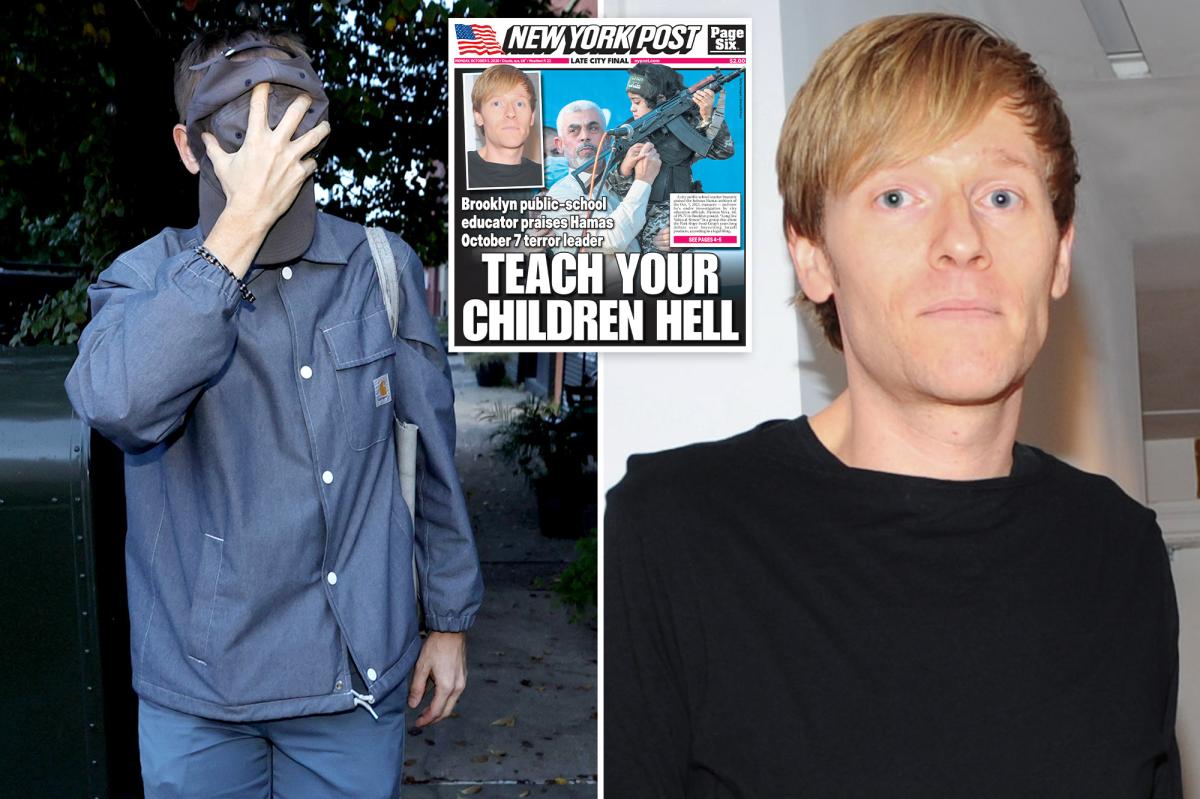 Hamas-loving NYC teacher cowardly covers his face as he returns to school
