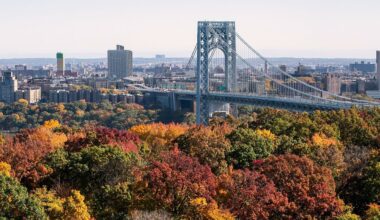 The George Washington Bridge is seen on Oct. 29, 2022, from Fort Lee, New Jersey. (AP Photo/Ted Shaffrey, File)