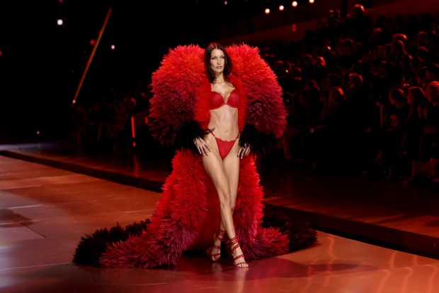 NEW YORK, NEW YORK - OCTOBER 15: Bella Hadid walks the runway for the Victoria's Secret Fashion Show 2024 on October 15, 2024 in New York City. (Photo by Dimitrios Kambouris/Getty Images for Victoria's Secret)