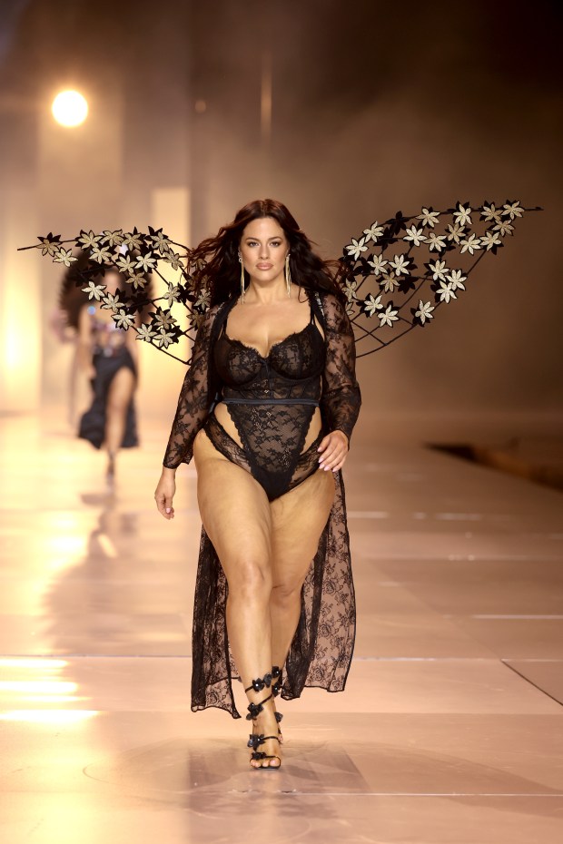 NEW YORK, NEW YORK - OCTOBER 15: Ashley Graham walks the runway for the Victoria's Secret Fashion Show 2024 on October 15, 2024 in New York City. (Photo by Dimitrios Kambouris/Getty Images for Victoria's Secret)