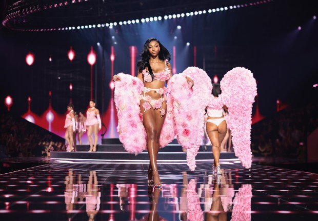 NEW YORK, NEW YORK - OCTOBER 15: Angel Reese walks the runway for Victoria's Secret Fashion Show 2025 on October 15, 2025 in New York City. (Photo by Dimitrios Kambouris/Getty Images for Victoria's Secret)